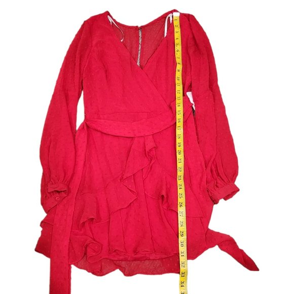 B. Smart Juniors Long Sleeve Red Warp Dress Holidays Party Sz 5 - Picture 7 of 8